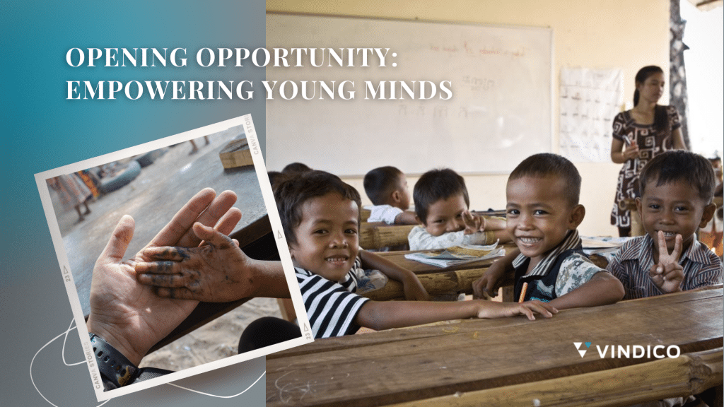 Vindico's CSR initiative - Opening Opportunity, showing children in school
